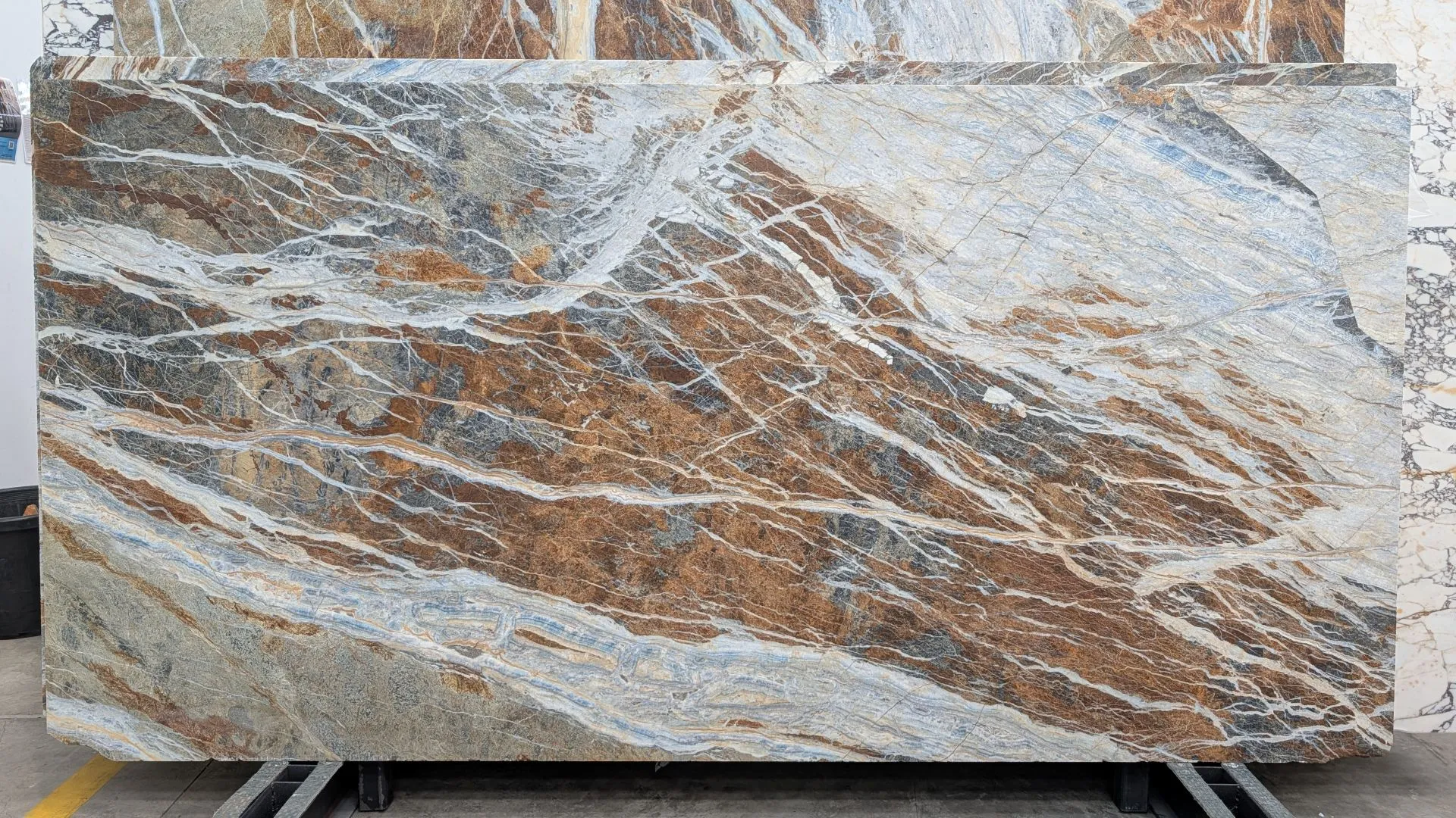 Blue Jeans marble slab with rich blue‑and‑rust veining by RMS Traders natural stone supplier Melbourne